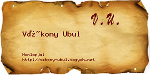 Vékony Ubul névjegykártya